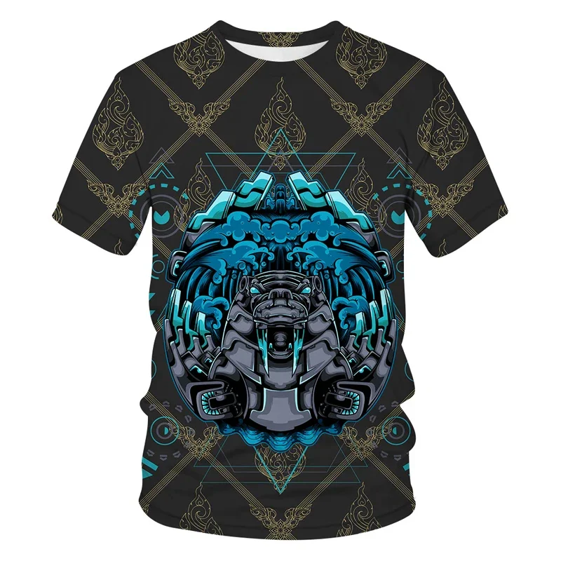 

2024 Summer New Hot Top Street Fashion Men's Abstract Pattern 3D Printed T-shirt Men's Casual Short Loose Pullover T-shirt