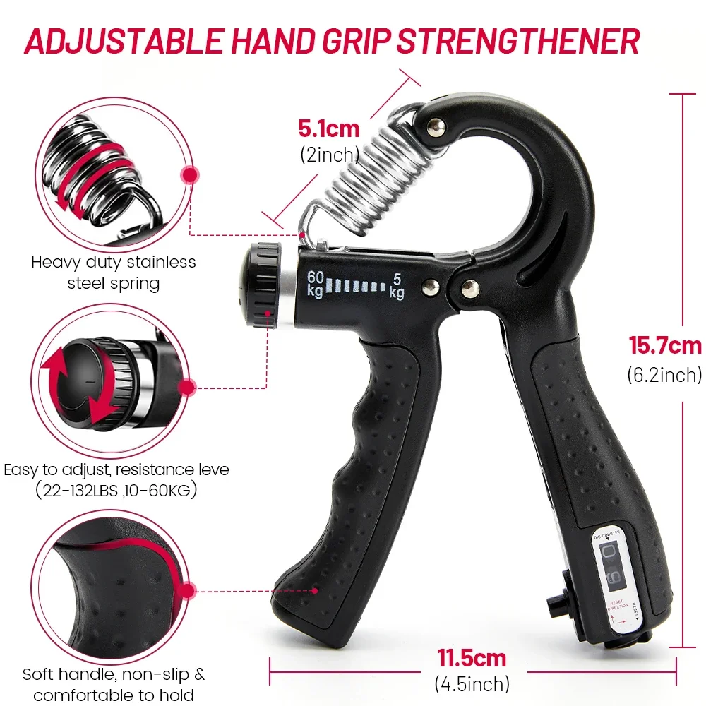 Hand Exerciser 5-60Kg Adjustable Heavy Hand Gripper Fitness Wrist Training Finger Strengthener For Patient