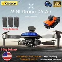 New D6 8K Drone Professional HD Dual Camera Optical Flow Localization Obstacle Avoidance WIFI FPV RC Foldable Quadcopter Toys