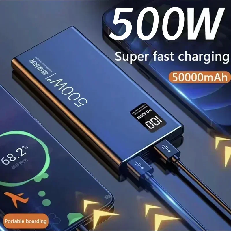 New Power Bank 50000mAh 500W Dual Port Super Fast Charging Portable EXternal Battery Charger For iPhone Xiaomi Huawei Samsung