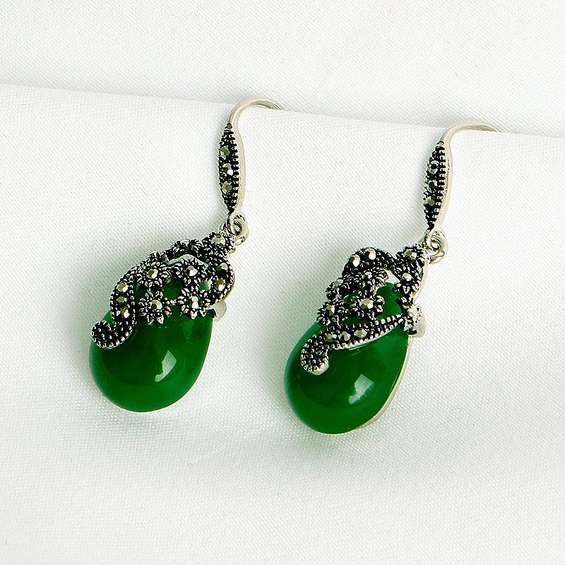 925 Silver Earrings Water Drop Shape Emerald Ruby Gemstones Jewellery Ornaments for Women Wedding drop earrings silver jewelry dome teardrop earrings