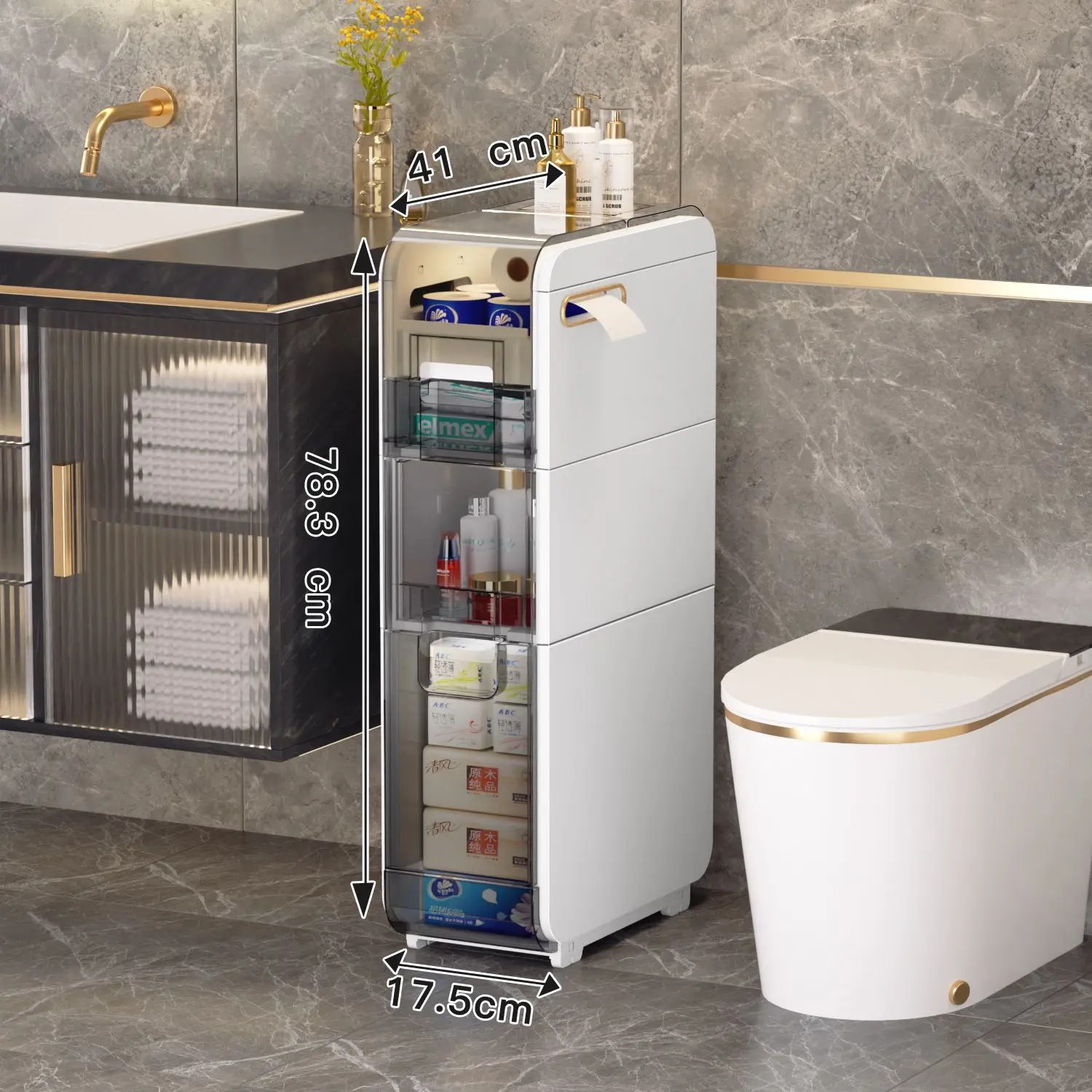 Toilet Gap Storage Rack Installation-Free Bathroom Toilet Locker Narrow  Floor Multi-Layer Toilet Gap Storage Rack