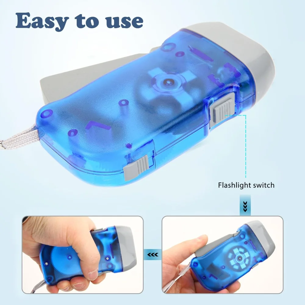 Small Flashlight Hand Crank 3Pcs Hand Held Crank Emergency Flashlights Camping, , Car Portable Flashlight for Hiking, Outdoor Sp - 1
