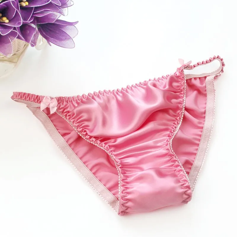 5pcs/lot Women Panties 100% Natural Silk Sexy Bikini Briefs