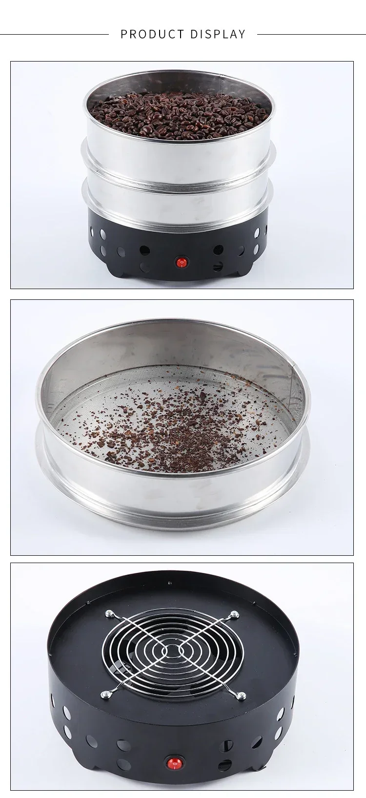 Description Picture 3 of itemHousehold Small Coffee Bean Roaster High Suction Stainless Steel Cooler Cooling Plate With Filter Radiator