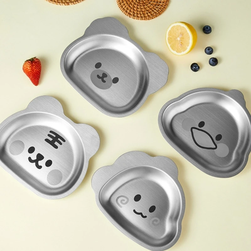 Stainless Steel Children Dinner Tray Dinner Plates Plates Canteens Serving Plate Stainless Steel for Campers
