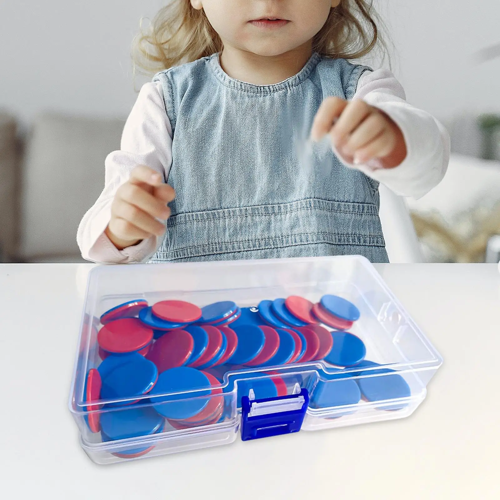 Two Color Round Chips 50Pcs Math Manipulatives Math Discs Markers With Storage Box Learning Counters For Game Tokens
