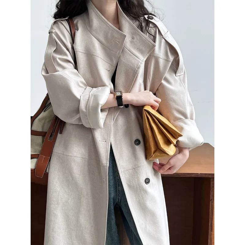 

Spring/Summer 2024 New Commuting Loose Leisure Women Fashion Long Sleeve Single-breasted Female Trench Coats Casual Coat