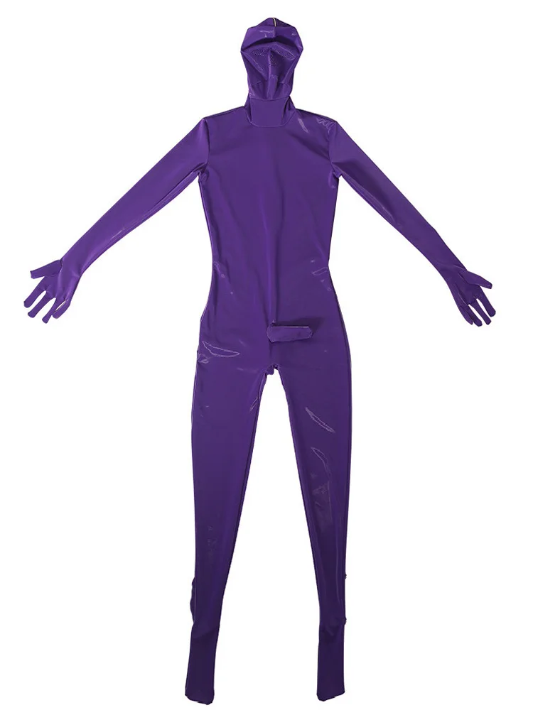 Cosplay Costume Latex Lingerie Sexy Fetish Wear Sexy Oil Shiny Full Bodysuit Latex Elasitc Sexy Tight Zipper Open Crotch Cosplay Leotard U Convex Pouch Jumpsuit Plus Size