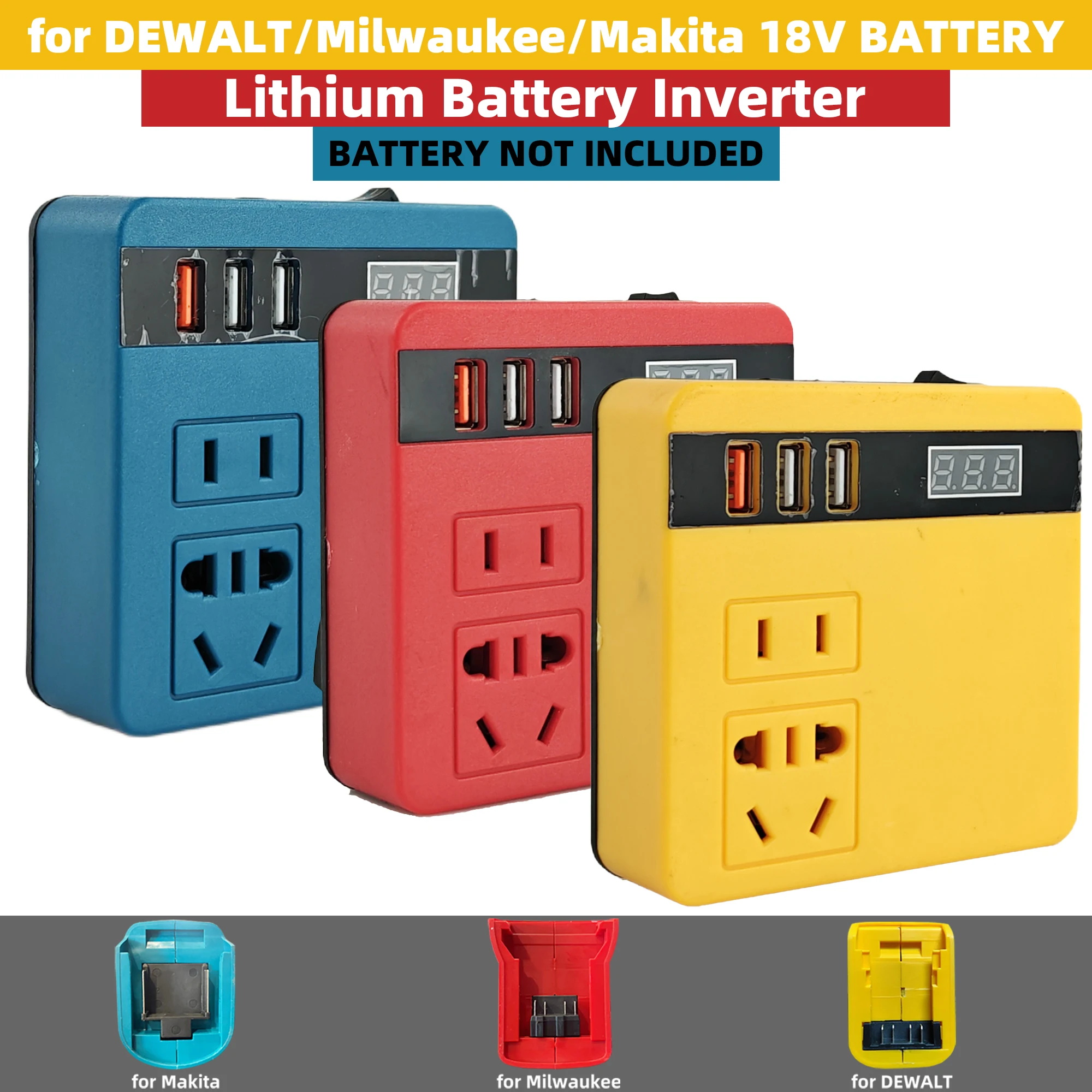 แบตเตอรี่ลิเธียมอินเวอร์เตอร์ 120W พาวเวอร์แบงค์ 18v 21v เป็น 220v อุปกรณ์แปลงไฟอเนกประสงค์สำหรับใช้ในบ้าน สมาร์ททรานส์ฟอร์มเมอร์ สำหรับงานกลางแจ้ง 1