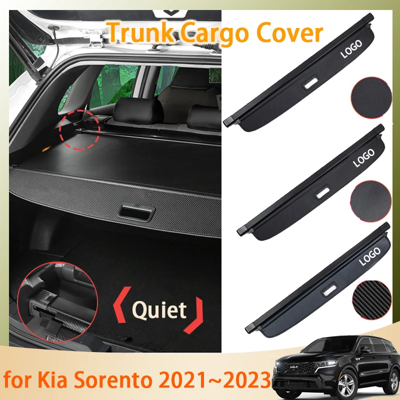 Kia Sorento MQ4 HEV Accessories Carbon Fiber Car Trunk Curtain Mat Rear Curtain Retractable Anti-peeping Auto