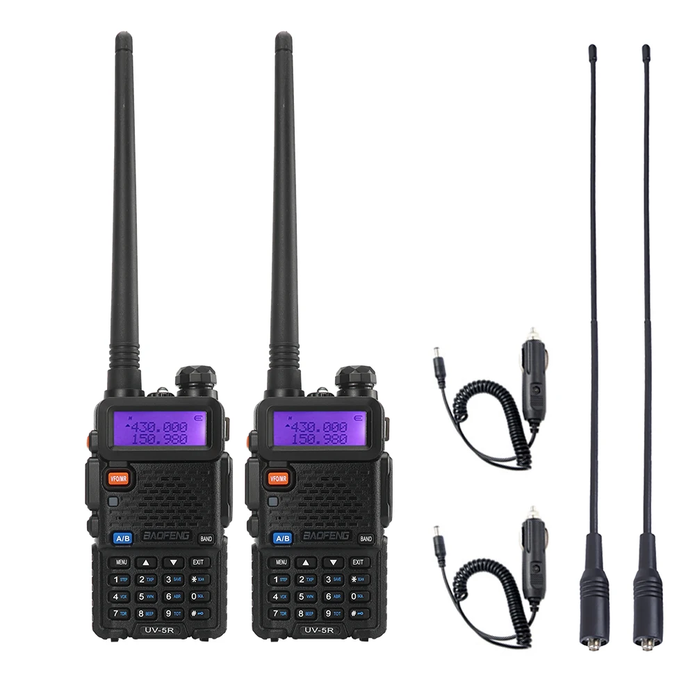 long distance walkie talkie 2Pcs Dual Band Two Way Radio BAOFENG UV 5R Walkie Talkie 5W 128CH UHF&VHF 136-174MHZ&400-520MHZ Ham Radios wifi walkie talkie Walkie Talkie