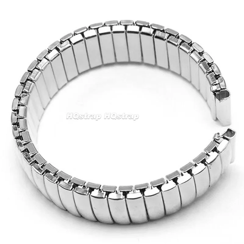 Durable Stainless Steel Elastic Metal Watch Strap - Polished Matte Finish