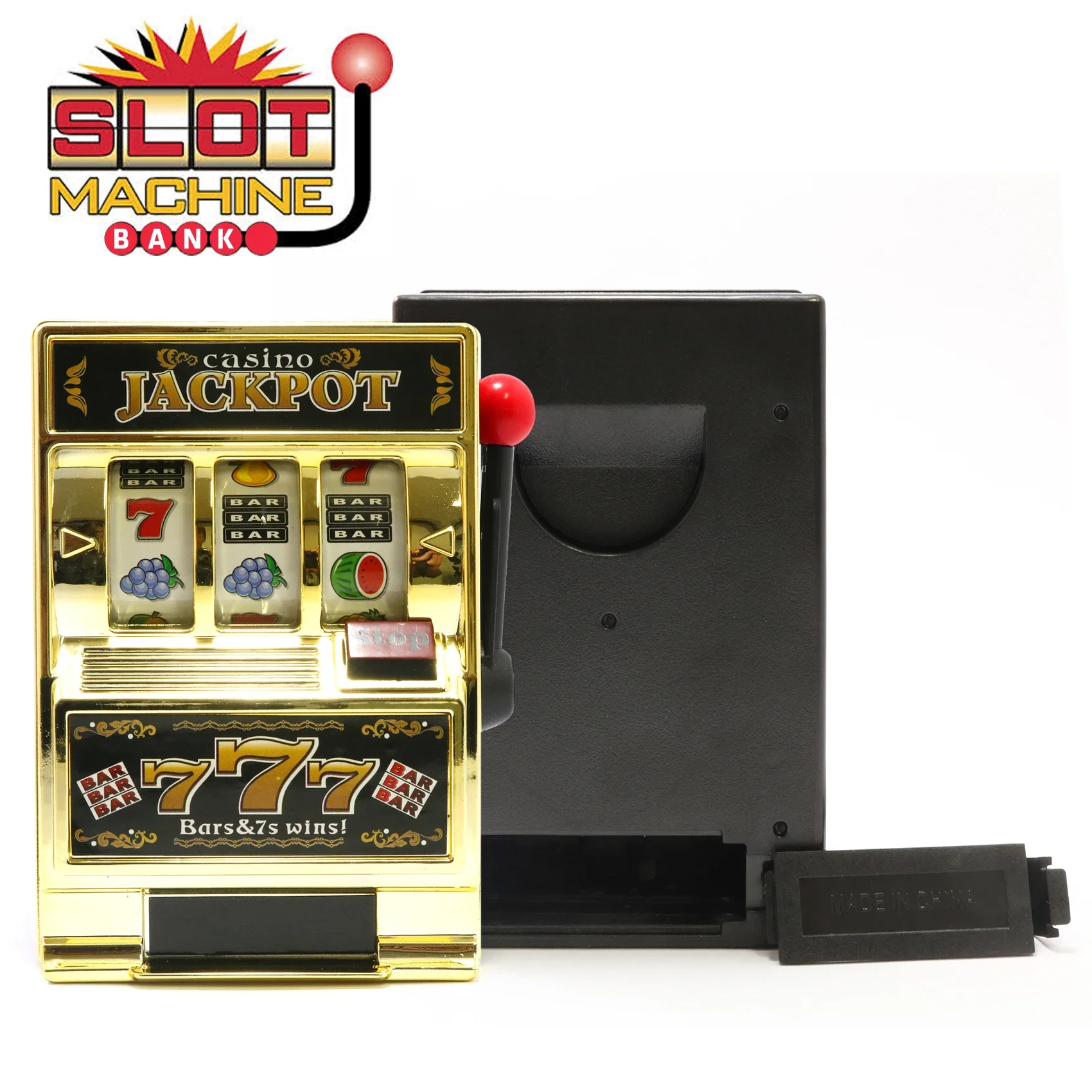 Las Vegas Style Tabletop Slot Machine, Mechanical Fruit Machine, Money Box, Coin Bank, Casino Jackpot Slot Machine, Piggy Model 6