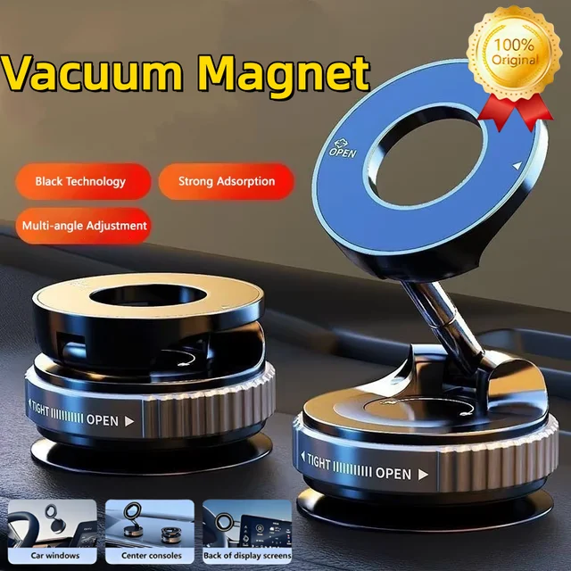 2026 New Vacuum Magnetic Phone Holder Super Strong Magnetic Rotatable Phone Mount Foldable Metal Suction Cup Phone Mount