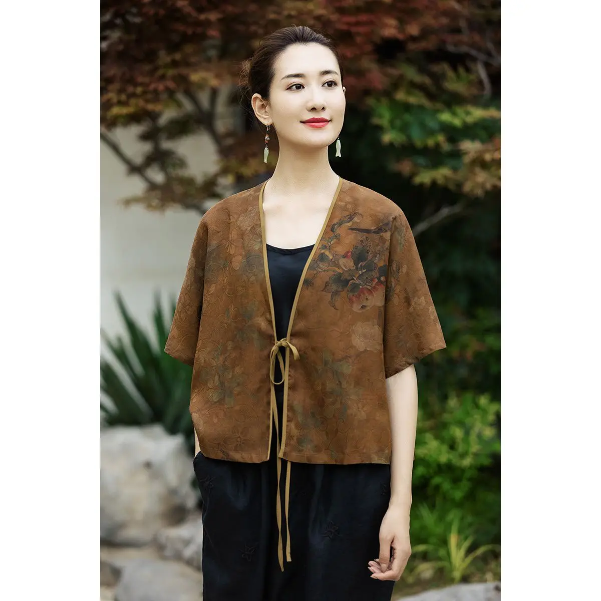 2023 Chinese style traditional hanfu blouse Womens summer short Chinese thin cardigan elegant tangsuits top vintage 