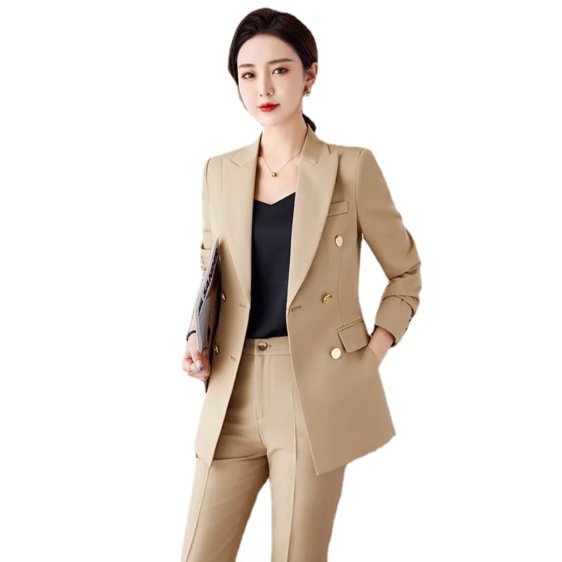 High Quality Caramel Color Suit Female High-end Professional Fashion Temperament Elegant Hotel Manager Formal  Suits Work Jacket