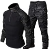Summer Black Camo Training Set Mens Half Zip Combat Tops Waterproof Tactical Suit Elastic Multiple Pockets Quick Drying 3-pcs 2