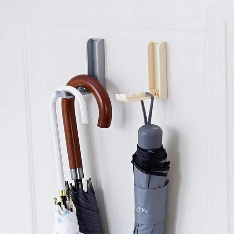 Foldable Wall Mounted Hanging Rack Bathroom Adhesive Holders Space Saving Door Hooks Hangers Punchless Drying Racks Accessories 4