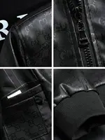 Chaqueta de béisbol de cuero para hombre, chaqueta informal de otoño e invierno, marca de marea, suelta, resistente a la intemperie, autocalentable, forro polar, motocicleta, nuevo 4