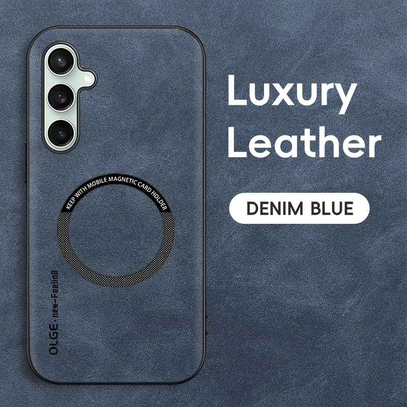 Leather Magnetic Phone Case with Matte Back Cover