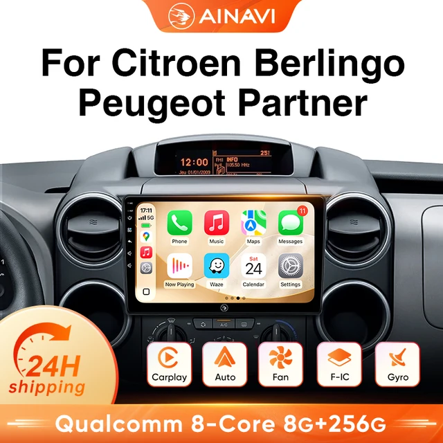 Autoradio Ainavi pour Citroën Berlingo B9 Partner 2008 - 2018, Carplay sans fil, Android Auto, systèmes intelligents de voiture, multimédia Pl 1