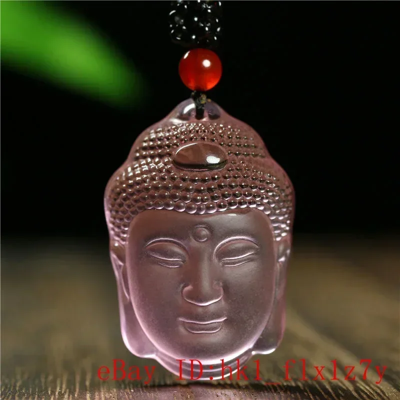 Natural White Yellow Pink Crystal Carved Buddha Head Pendant Necklace Jewelry Charm Aura Amulet Gift For Men Sweater Chain pendant necklace