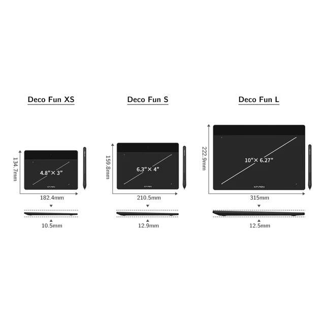 XPPen Deco Fun Graphics Tablet 3 Sizes 8192 Levels Digital Drawing Tablet 60 Degree Tilt for OSU Game Signature Online Study 2