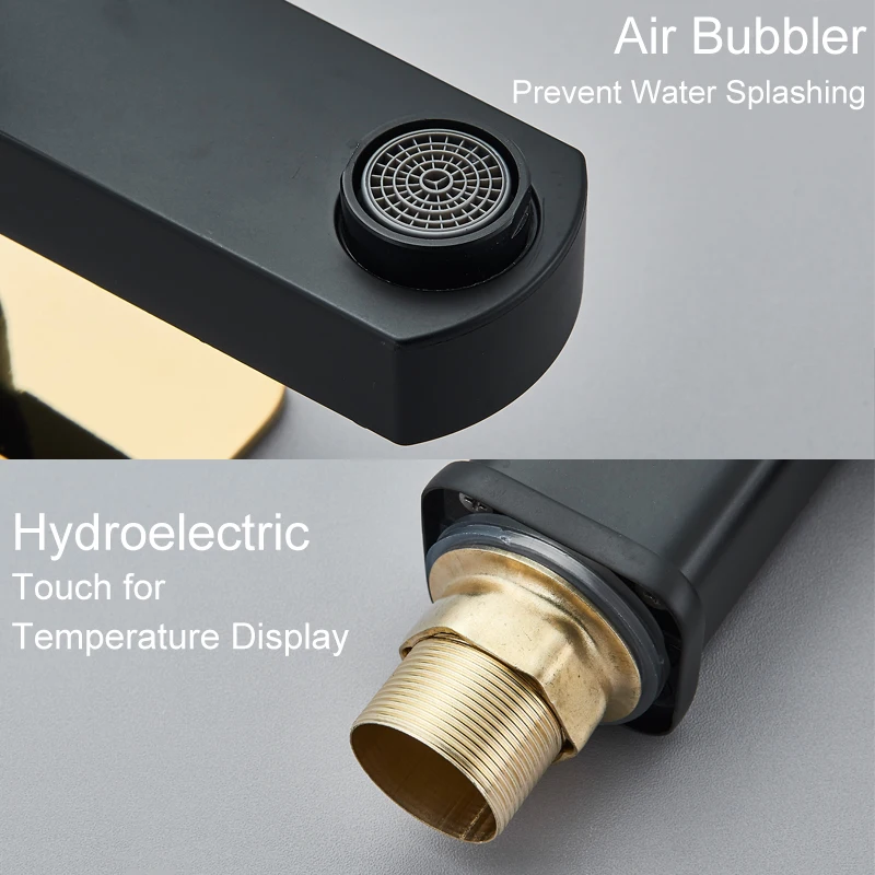 Bathroom Faucet Shinesia Bathroom Faucet Sink Basin LED Digital Temperature Mixer Taps Smart Deck Mounted Hot Cold Water Tap