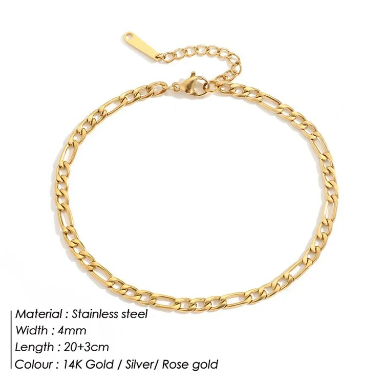 European and American ins style figaro chain titanium steel plated 18K gold anklet women's summer popular chain footwear