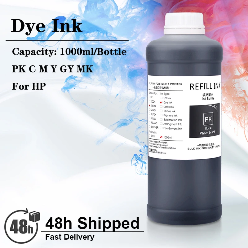 Recarga Tinta Corante para Impressora hp Compatível para hp 72 T770 T790 T1120 T1200 T920 T1500 T2500 T930 T1530 T2530 1000ml