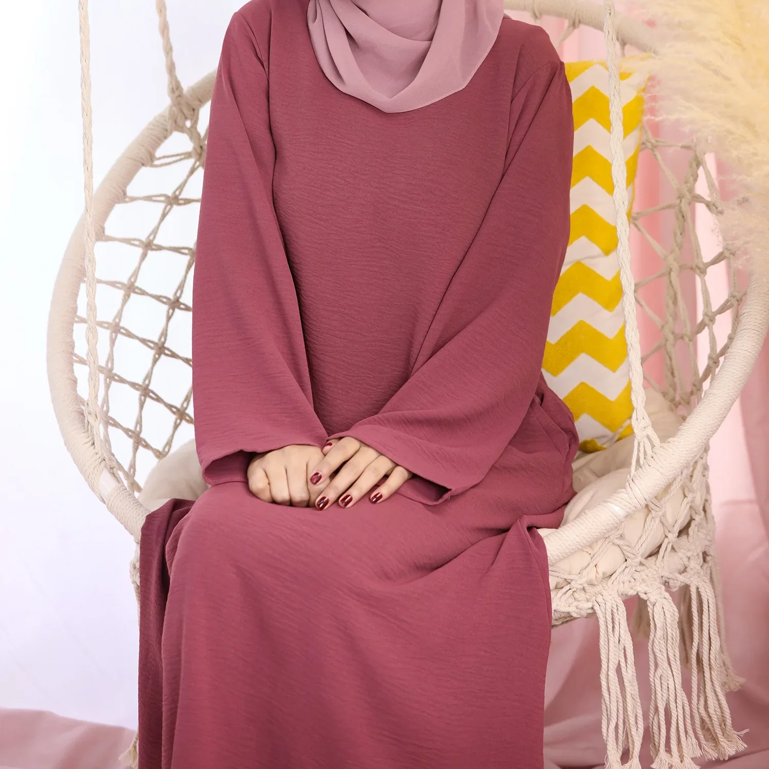 Plain Abaya Under Dress for Women Islamic Casual Dubai Turkish Muslim Hijab Robe Ramadan Eid Modest Long Inner Dresses Abayas