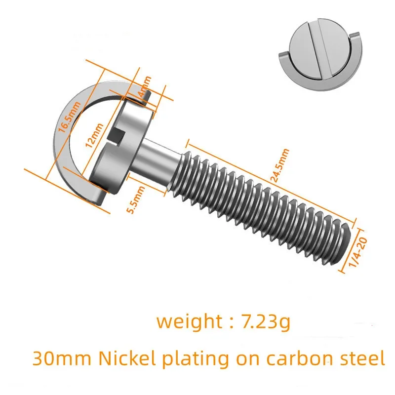 Camera accessories Metal screw adapter Screw mount adapter Camera screw mount 30mm 26mm Long Shank 1/4 Camera Screw Adapter Foldable D Ring for Tripod Monopod Baseplate Rig