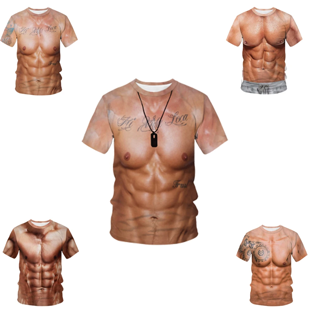 

Men Vintage Fake Muscular T Shirt 3d Print Casual Short Sleeve Loose Oversized Tshirts For Men Sweatshirt Men's Top Clothing