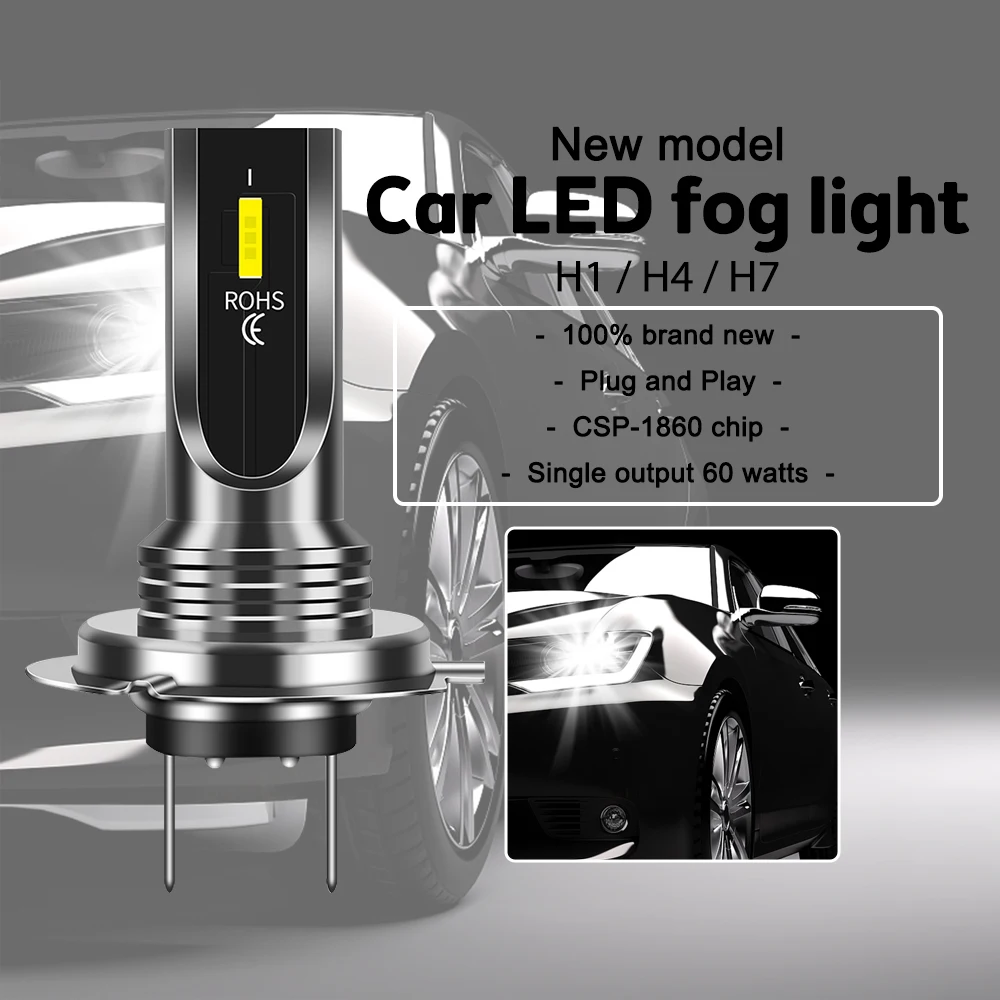 

2Ps H7 LED automobile headlights motorcycle H4 fog lights H1 H4 automobile bulbs 7500Lm 6000K lights 12v 24V automobile LED fog