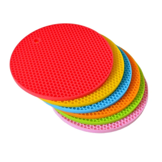 Multicolor Round Heat Resistant Silicone Hot Mat, Size: 17.5cm X