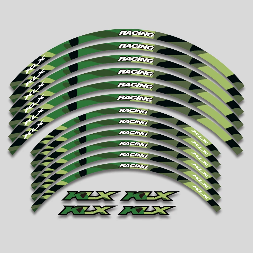 

For KAWASAKI KLX 250 250S 250R KLX 450R Motorcycle Accessories Sticker Rim Tire Waterproof Decal Wheel Hub Reflective Stripe Set