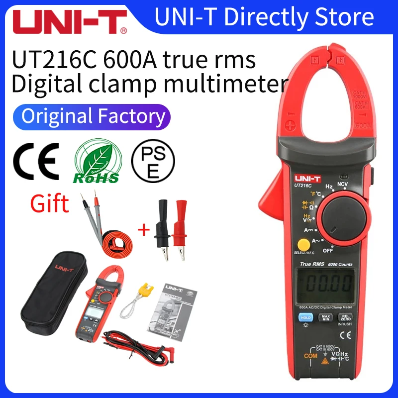 UNI-T UT216C 600A Digital Clamp Meters NCV LCD Test ACDC Auto Range Multimets # 