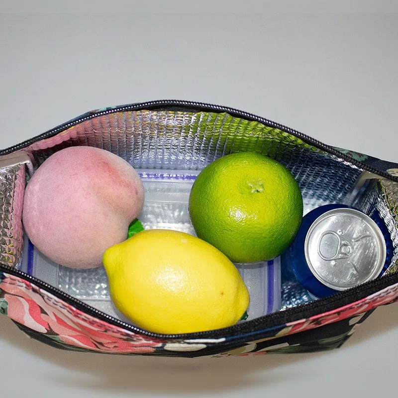 New Arrival Printed Oxford Cloth Insulated Square Lunch Bag Outdoor Handheld Thermal Picnic Bag