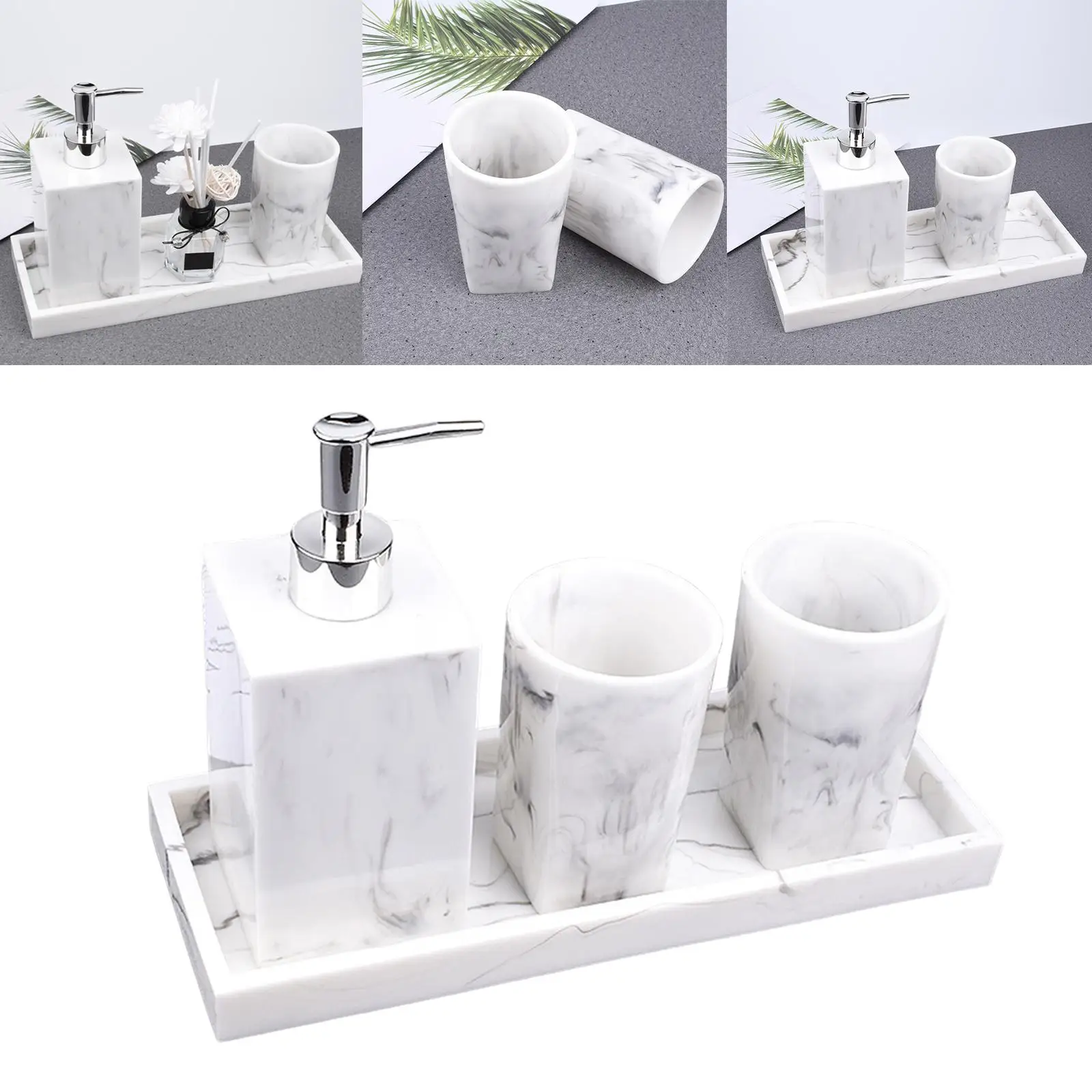 Bathroom Accessories Set, Dispenser Nordic Style Modern Marble Texture