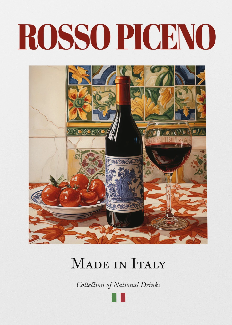 thumbnail image 1 of Póster de comida italiana clásica, bebida roja, vino, pizza, espagueti, limón, lienzo artístico, pintura impresa, decoración de pared de cocina y hogar, 1 of 5