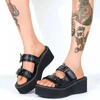 Metal Decoration Women Slippers Designer Summer Sandals Buckles Vampire Cosplay Platform Black Gothic Shoes for Women Slippers - Image 4