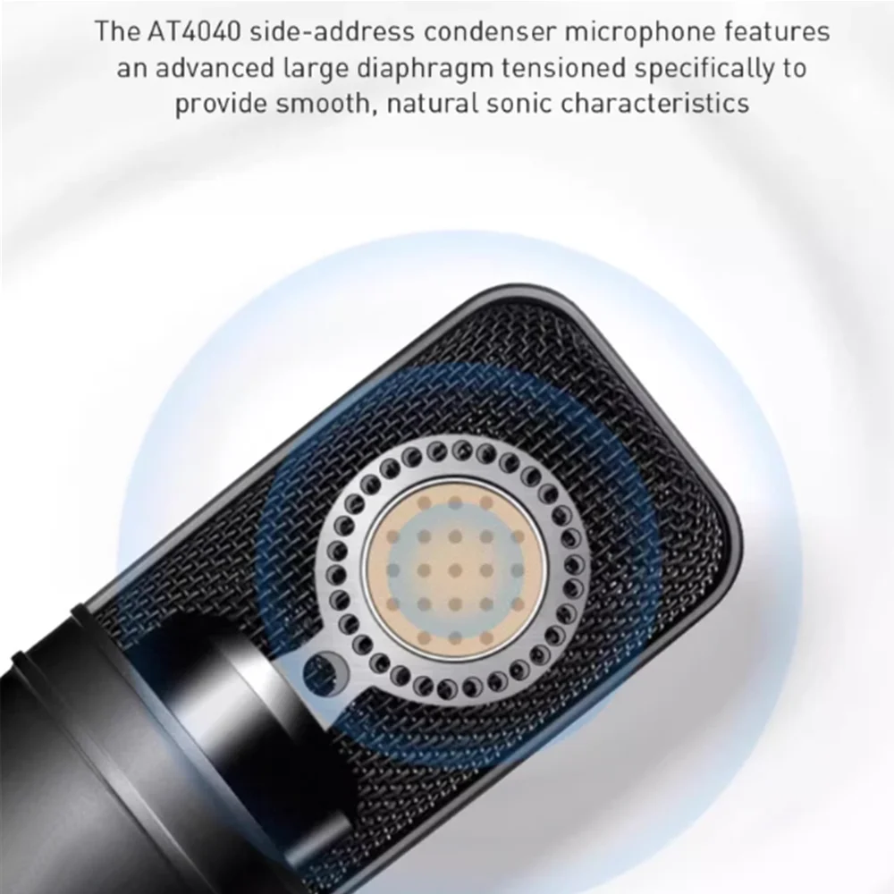 Hot Sale AT4040 Professional Large Diaphragm Condenser Microphone for Studio Recording Podcasting Voice Over High Sensitivity