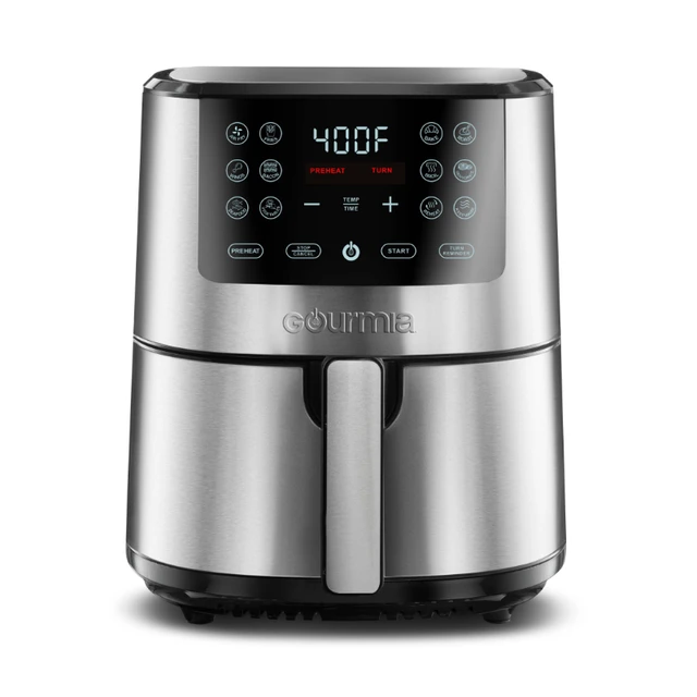 Gourmia 8-Quart Digital Air Fryer, with 12 One-Touch Functions & Guided Cooking - Stainless Steel