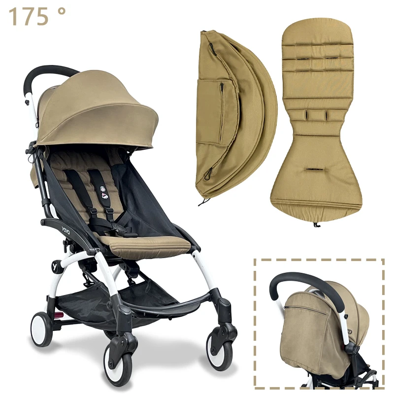 175 Degrees Stroller Hood & Mattress For Babyzen Yoyo2 Yoya Baby Stroller Accessories  With Back Zipper Pocket Cushion For Yoyo used baby strollers near me