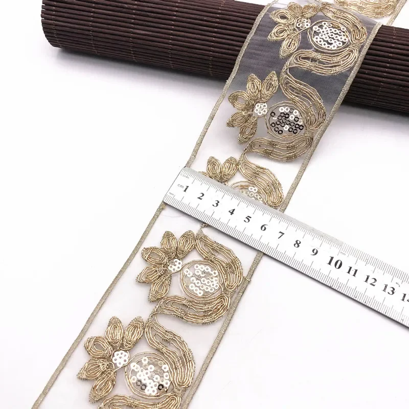 Lace ribbon Lace sewing supplies Lace decoration Lace accessories Lace sewing accessories 1 Yards Sequin Lace Trims Floral Ribbon Bridal Lace DIY Embroidery Sewing Material for Dress Decoration