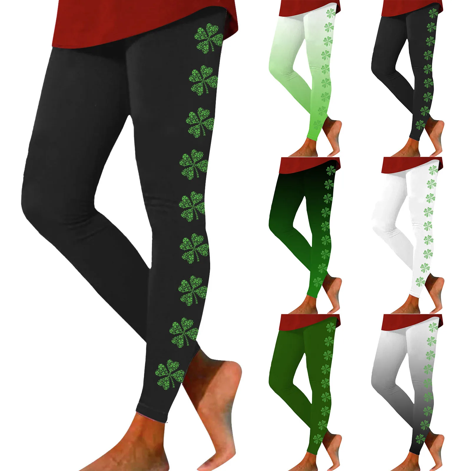 

Women'S Bottoms Yoga St-Patrick-Day Pants Irish-National-Day Clover Vacation Green Short-Sleeve Joggers Trousers Pantalones