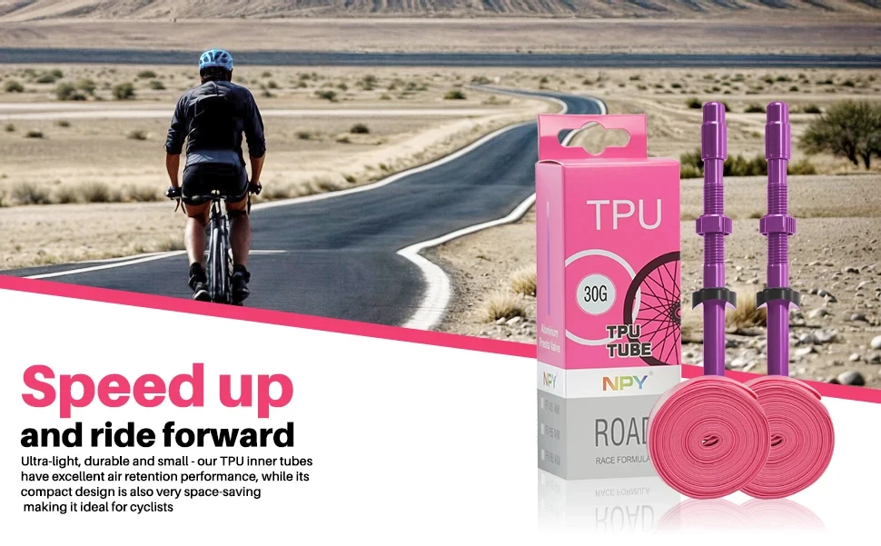 Description Picture 2 of itemNPY Ultralight Road Bike Tpu Inner Tube 700x23-32c French Valve Removable Aluminum Alloy Valve - Puncture Resistant Bicycle Tire
