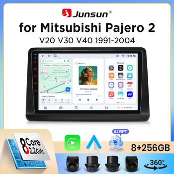 Radio de coche Junsun con CarPlay inalámbrico y Android Auto para Mitsubishi Pajero Mk2 (V20/V30/V40) 1991-2004, con ventilador de refrigeración integrado, GPS Android, reproductor multimedia, WiFi, DSP, RDS, BT, SWC, pantalla táctil IPS, autorradio, reproductor de video, unidad principal estéreo. 1