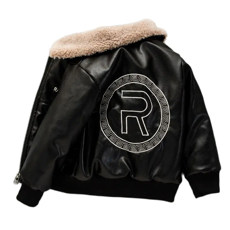 Kids jackets Children Jackets Boy Plush Thick Coat winter casual overcoat kids for boys teenagers outerwear leather coat clothes